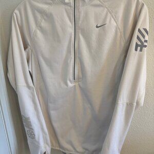 Nike White Dri-Fit Thermal 3/4 Zip running jacket